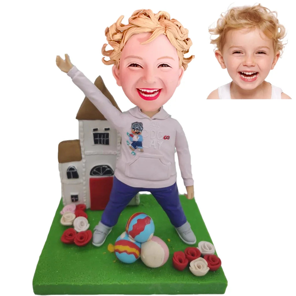 Kids custom bobblehead of kid 16, a fun and adorable personalized figurine for children