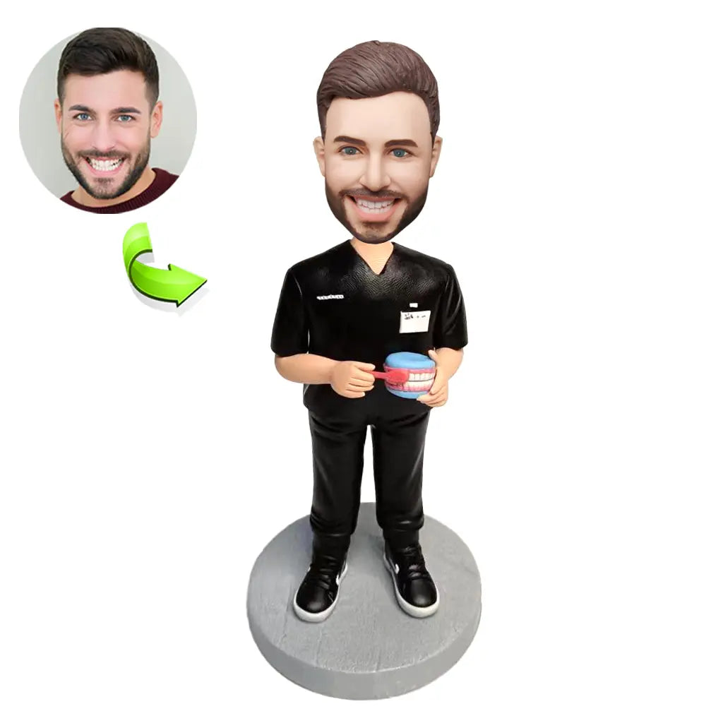 Personalized custom bobblehead of doctor 55 in doctor’s outfit, perfect for medical professionals and unique gifts