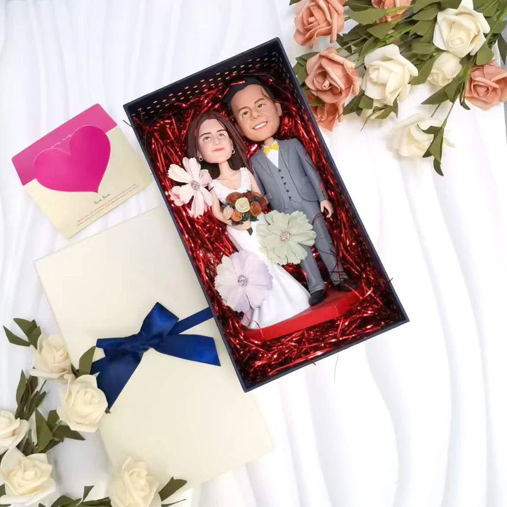 Parents With Pet Dog Bobblehead - Custom Family Gift Set