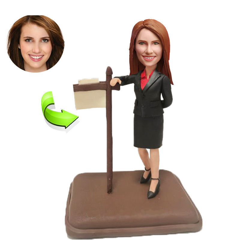 Female Realtor Bobblehead - Custom Real Estate Agent Gift