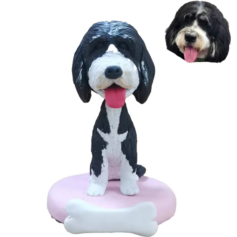 Custom pet bobblehead of pet 1, a personalized and charming gift capturing your beloved pet