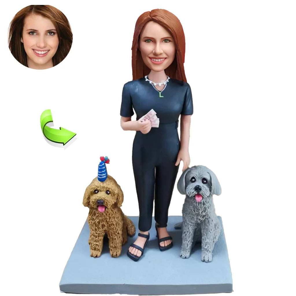 Custom pet bobblehead of pet 3, a personalized and charming gift capturing your beloved pet