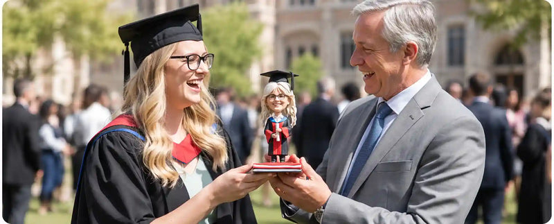 Custom graduation bobblehead personalized from photo as a unique graduation gift