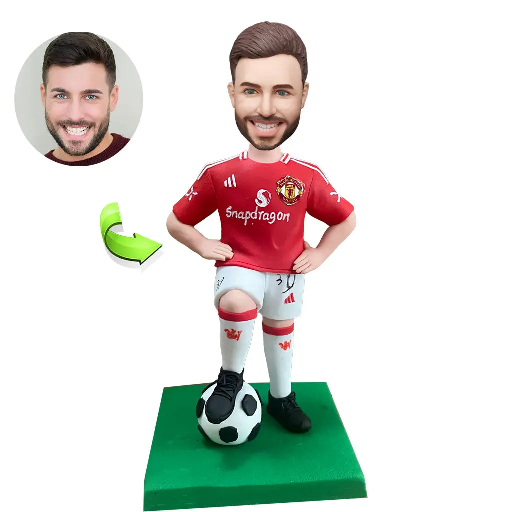 Bobble Head Customized Male Soccer Player in Red Jersey