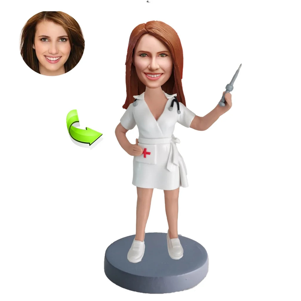 Personalized custom bobblehead of doctor 12 in doctor’s outfit, perfect for medical professionals and unique gifts