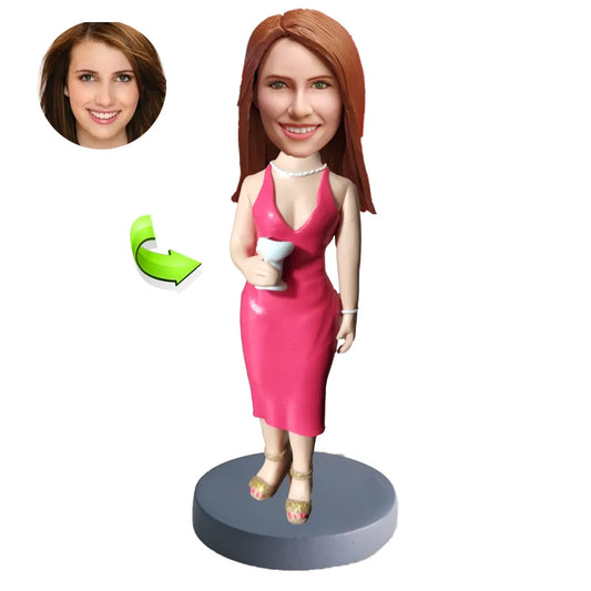 Custom Bobblehead of a Sexy Woman Holding a Wine Glass