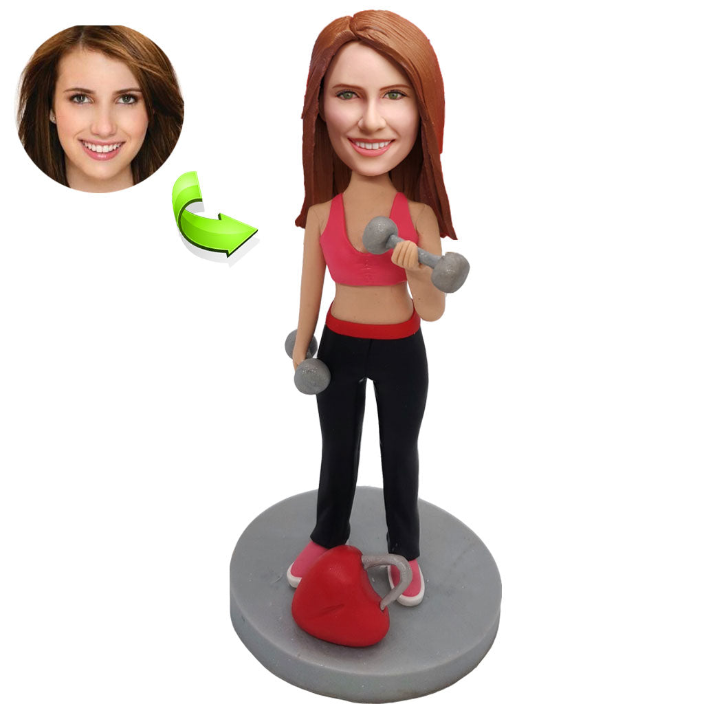 Custom Bobblehead for Fitness Girls With Dumbbells