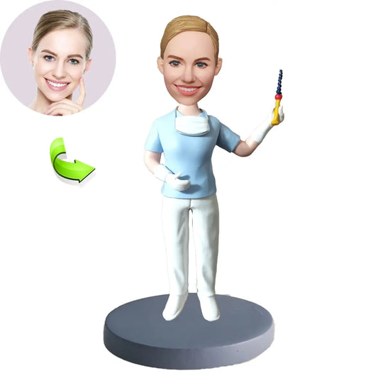 Female Dentist Nurse Customizes Bobblehead Dolls