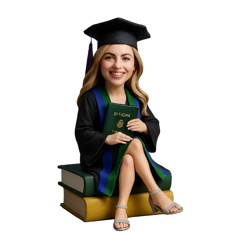 Graduate Sitting Book Bobblehead - Figurine