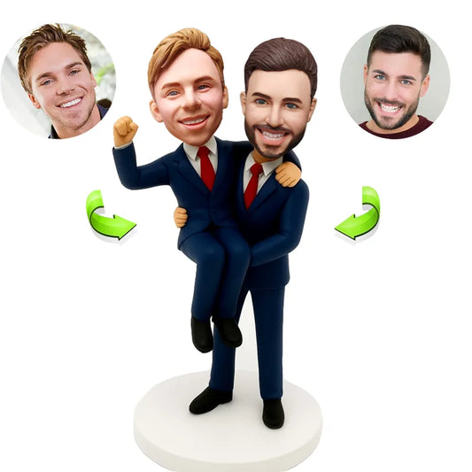 Gay wedding bobblehead gift same sex couple personalized custom  marriage pride figurine