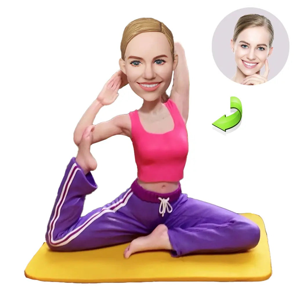 Yoga bobblehead gift woman personalized fitness custom instructor wellness figurine