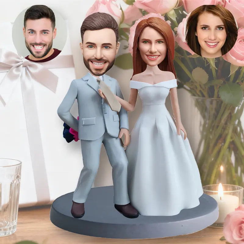 Wedding bobblehead gift married couple personalized custom bride groom ceremony figurine