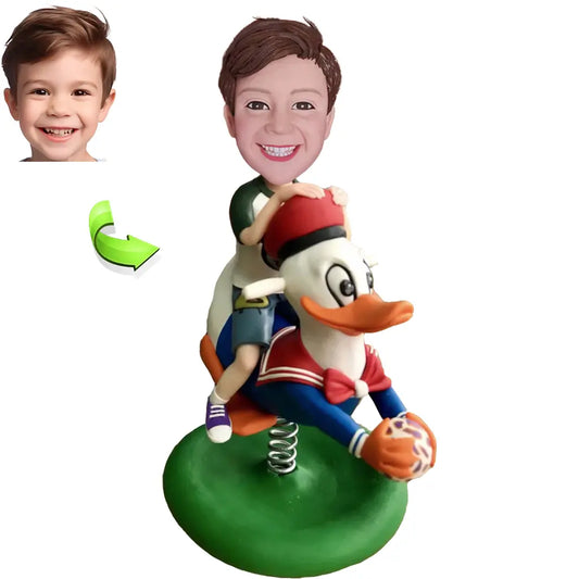 Custom Bobbleheads Of A Kid Sitting On A Rocking Donald Duck