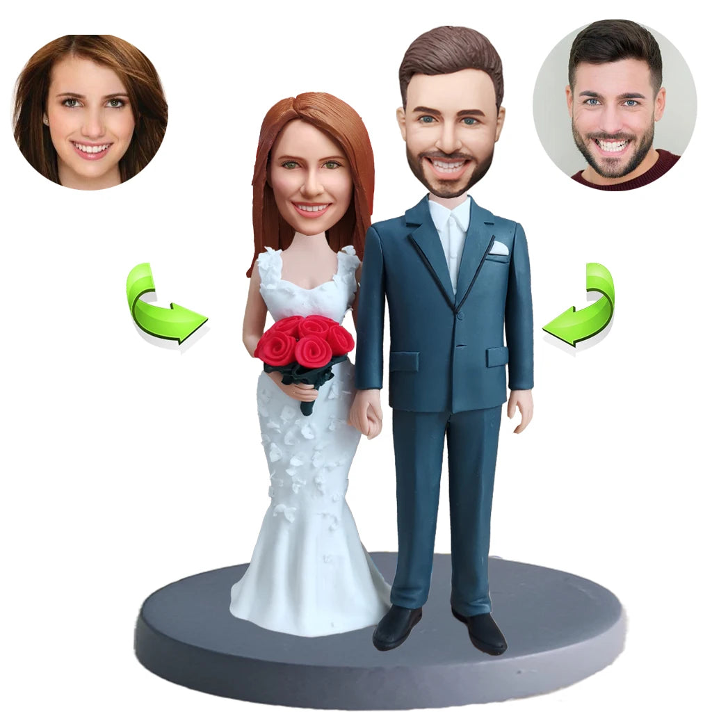 Wedding custom bobblehead of wedding 57, an adorable figurine perfect for bridal gifts or cake toppers