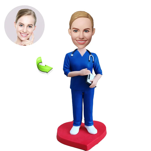 A custom Bobblehead By a Female Nurse With a Folder