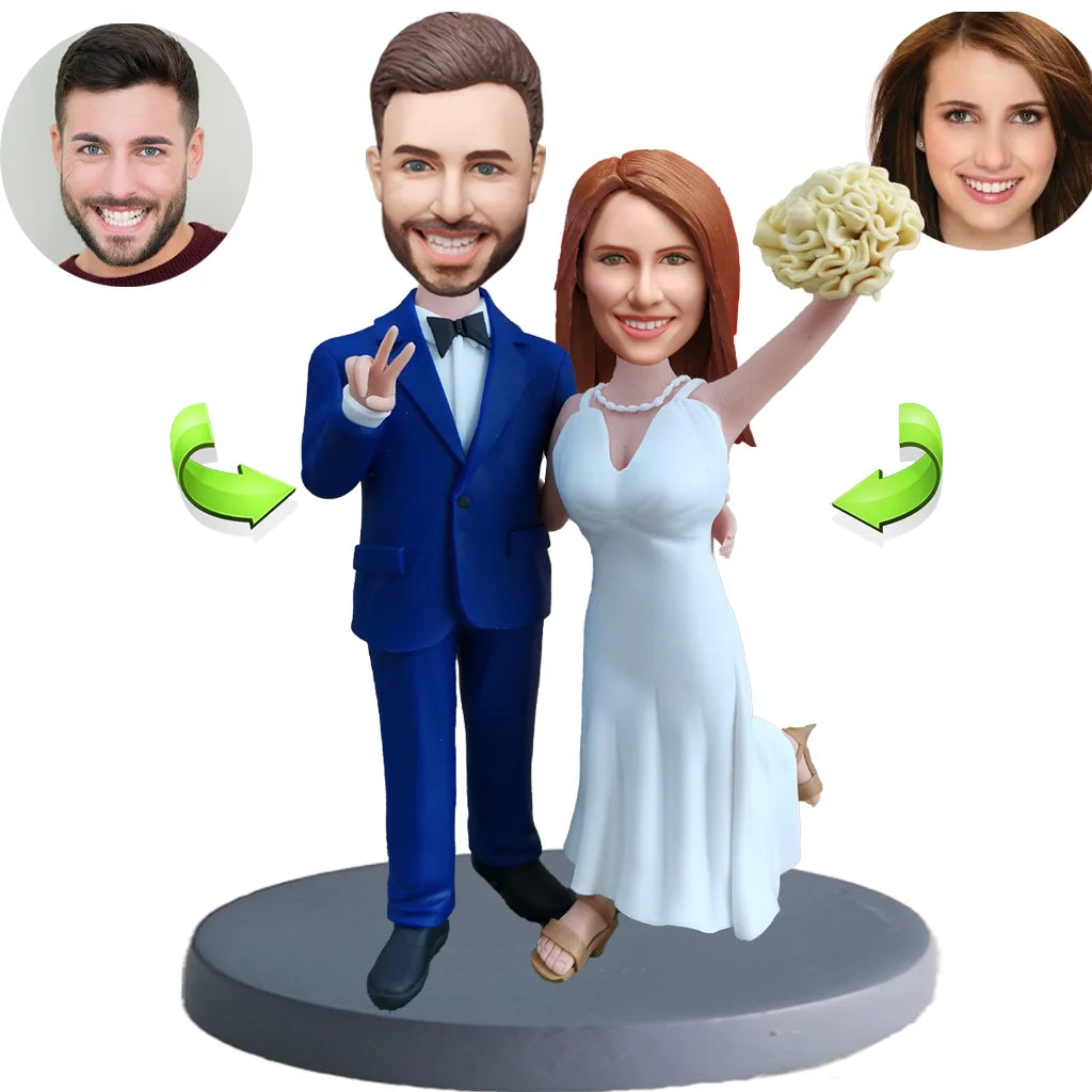 Wedding custom bobblehead of wedding 46, an adorable figurine perfect for bridal gifts or cake toppers