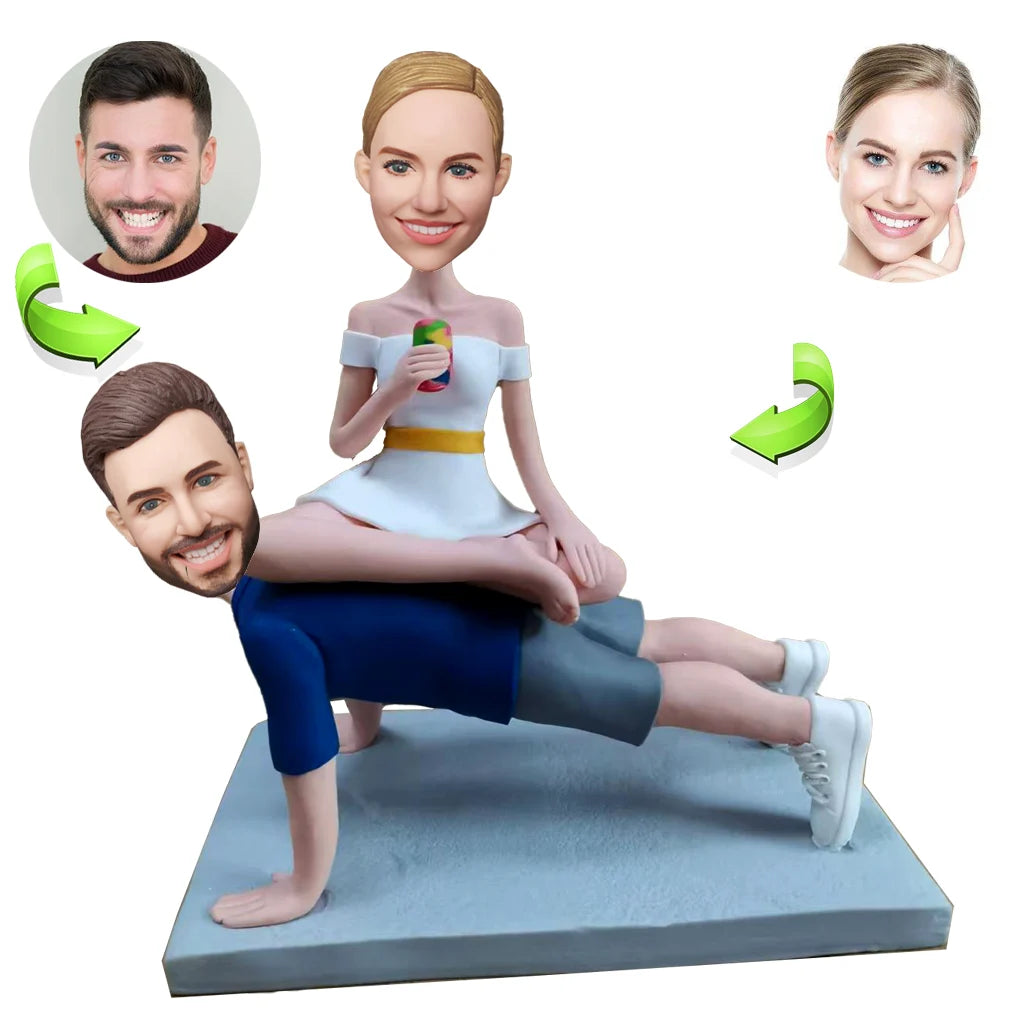 Fitness couple bobblehead gift gym personalized workout custom bodybuilding athletic figurine