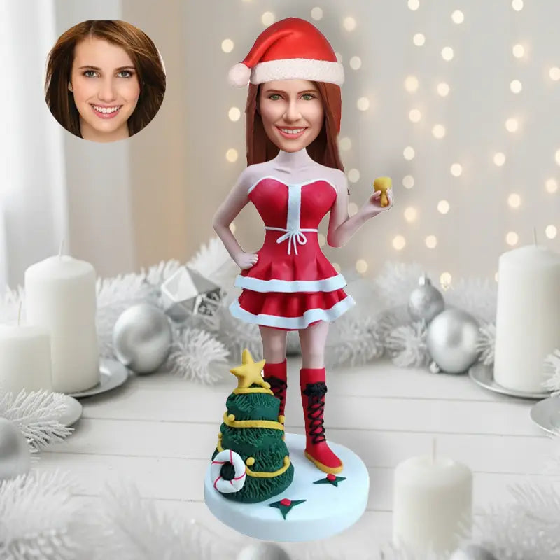Personalized Christmas bobblehead for women unique holiday gift festive figurine