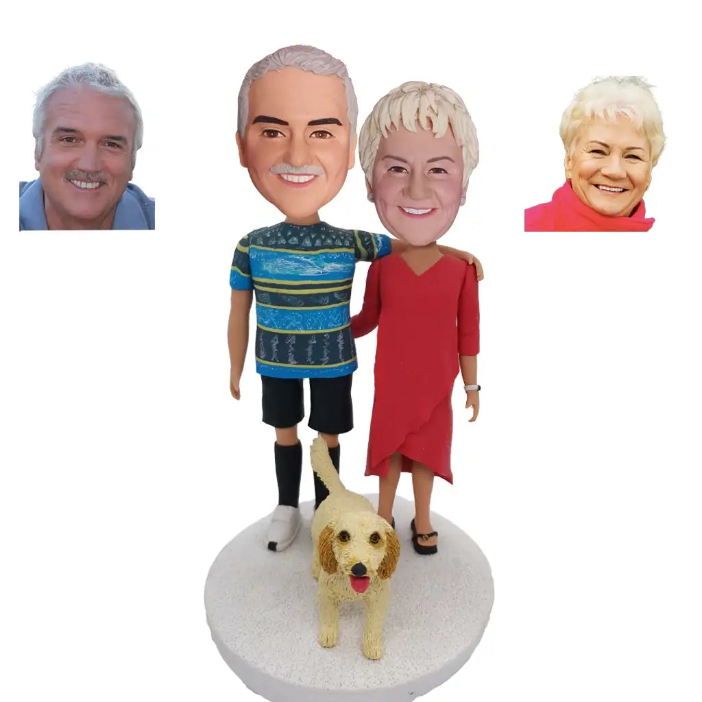 Personalized parents anniversary bobbleheads — handcrafted couple figurines