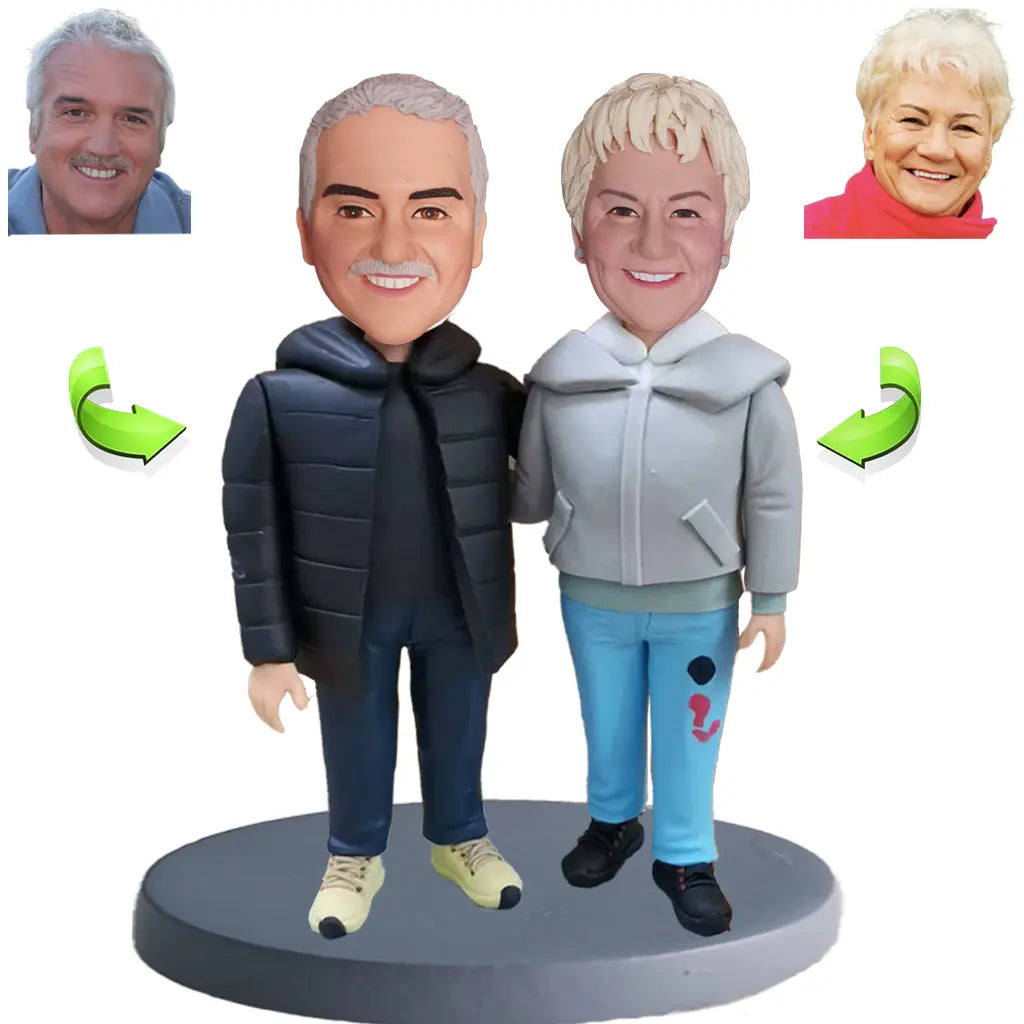 Custom couple bobblehead for parents’ anniversary — personalized handmade figurine
