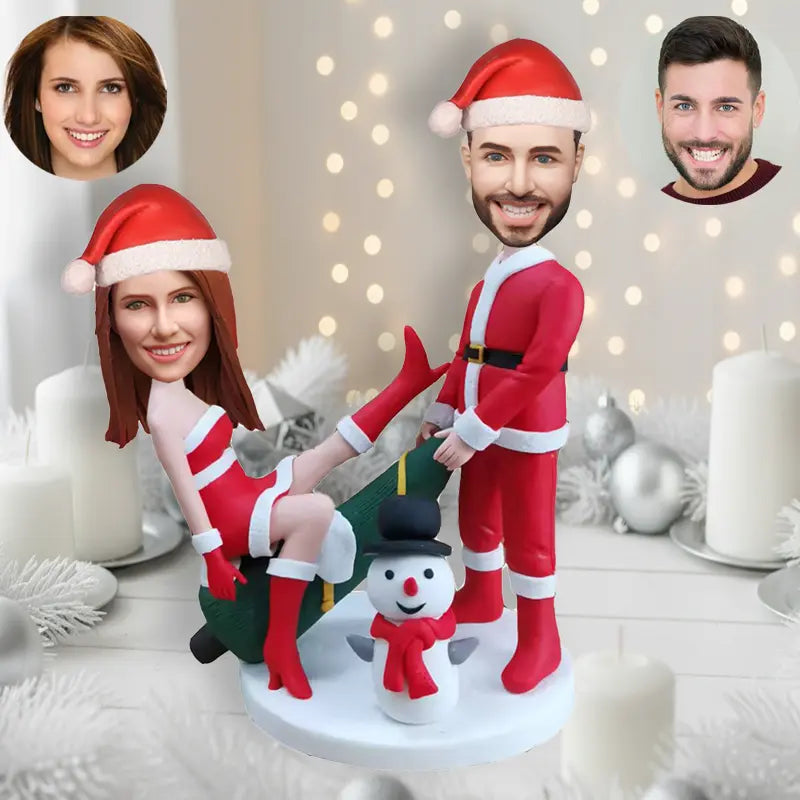 Custom couple Christmas bobblehead personalized holiday gift festive figurine