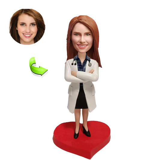 Personalized custom bobblehead of doctor 60 in doctor’s outfit, perfect for medical professionals and unique gifts