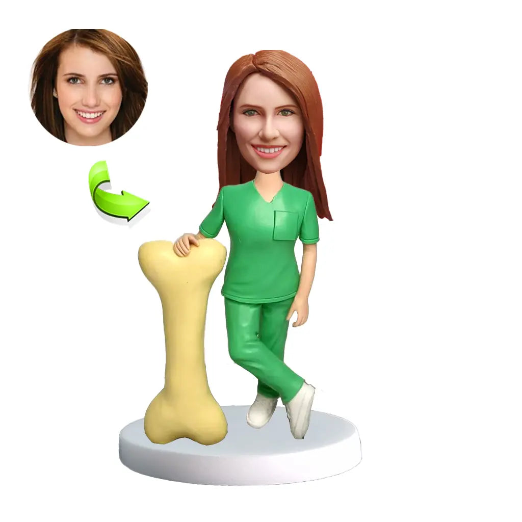 Personalized custom bobblehead of doctor 57 in doctor’s outfit, perfect for medical professionals and unique gifts