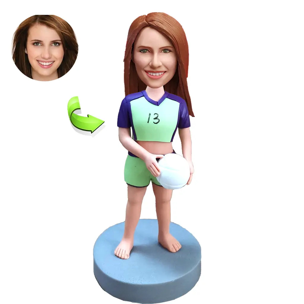 Custom Bobbleheads Girl Holding Soccer Ball Fun Sports Gift