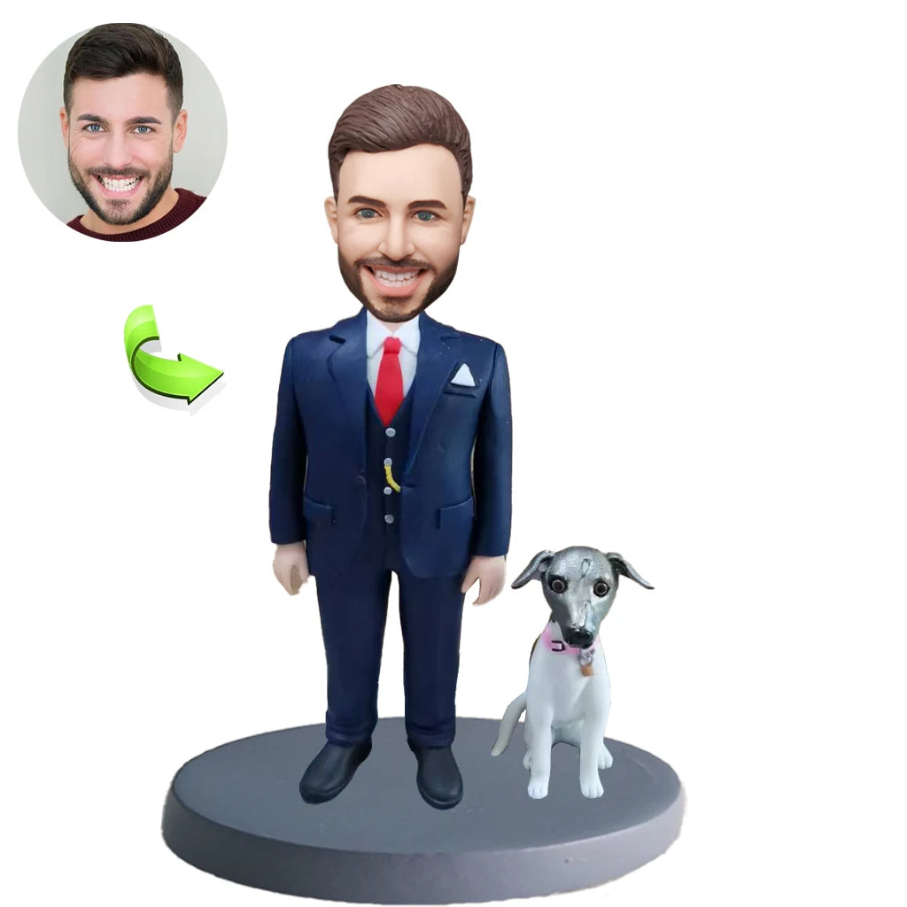 Boss And Pet Dog Custom Bobblehead