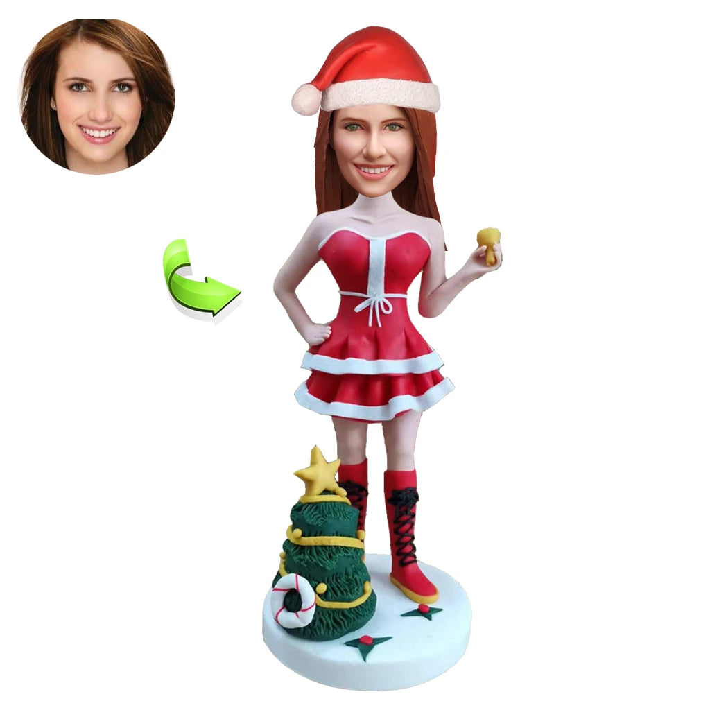 Christmas bobblehead with festive hat — holiday custom bobblehead
