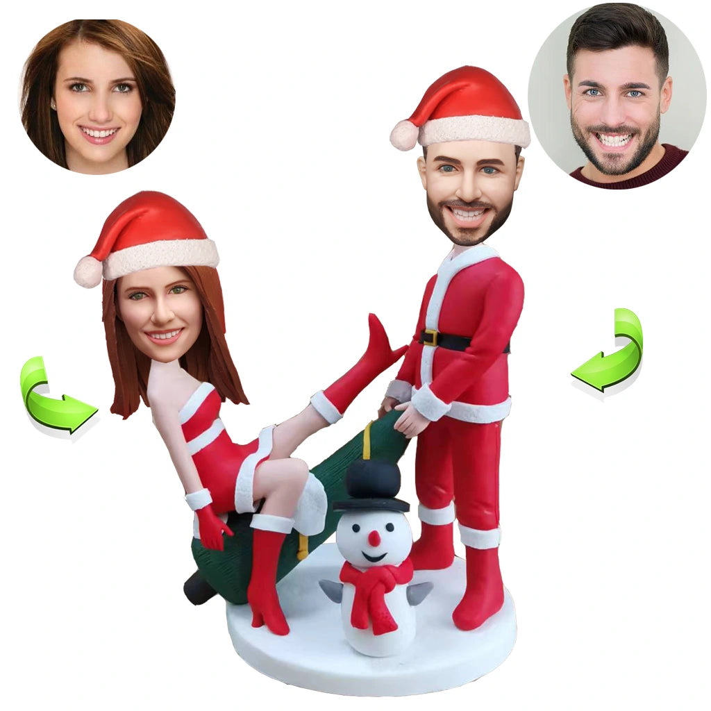 Custom couple Christmas bobblehead personalized holiday gift festive figurine