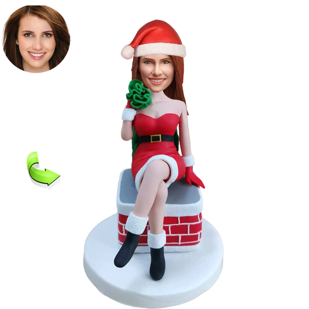 Christmas bobblehead with festive hat — holiday custom bobblehead