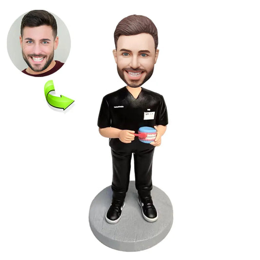 Personalized custom bobblehead of doctor 55 in doctor’s outfit, perfect for medical professionals and unique gifts