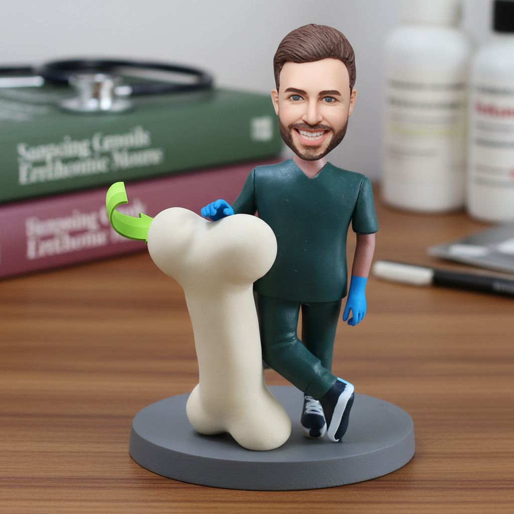 Custom Orthopedic Doctor Bobblehead – Personalized Bone Doctor Gift