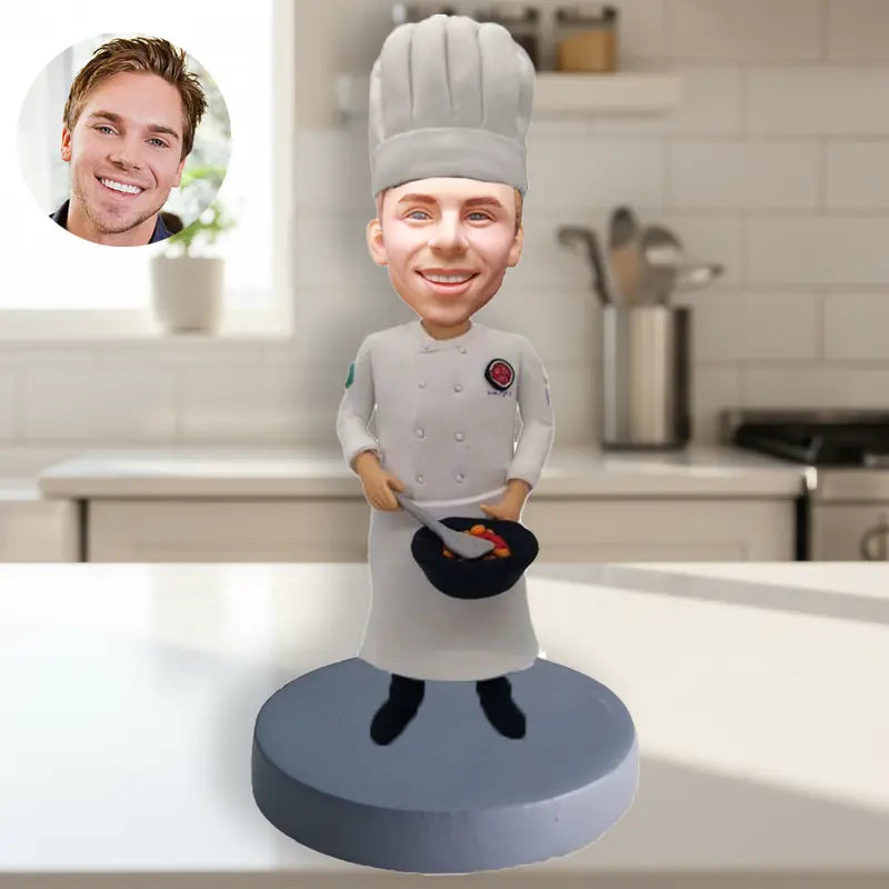 Chef bobblehead gift cook personalized custom culinary restaurant kitchen figurine