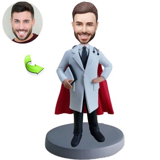 Custom Bobbleheads Male Doctor With Cape Superhero Edition