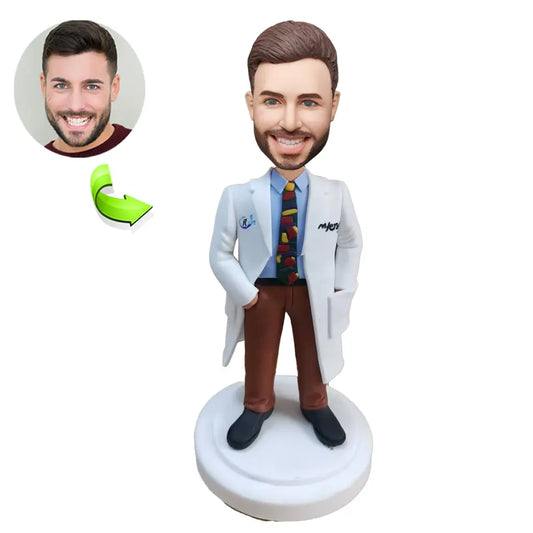 Personalized custom bobblehead of doctor 51 in doctor’s outfit, perfect for medical professionals and unique gifts