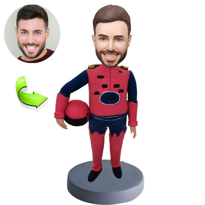 Custom motorcycle bobblehead man in biker suit personalized gift handmade figurine