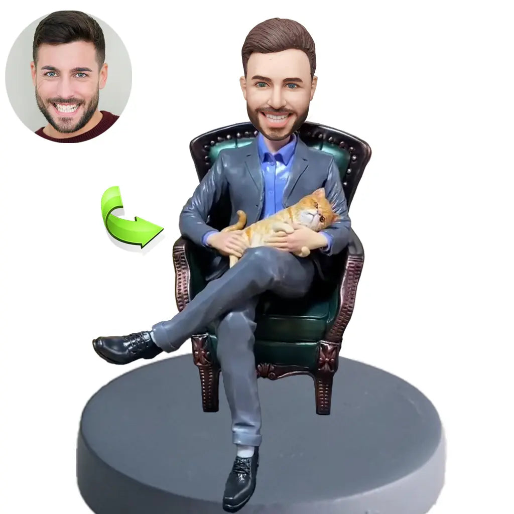 Bobble Head Luxury Boss Holding A Cat Perfect Personalized Gift