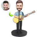 Personalized musician bobblehead playing guitar — handcrafted custom figurine