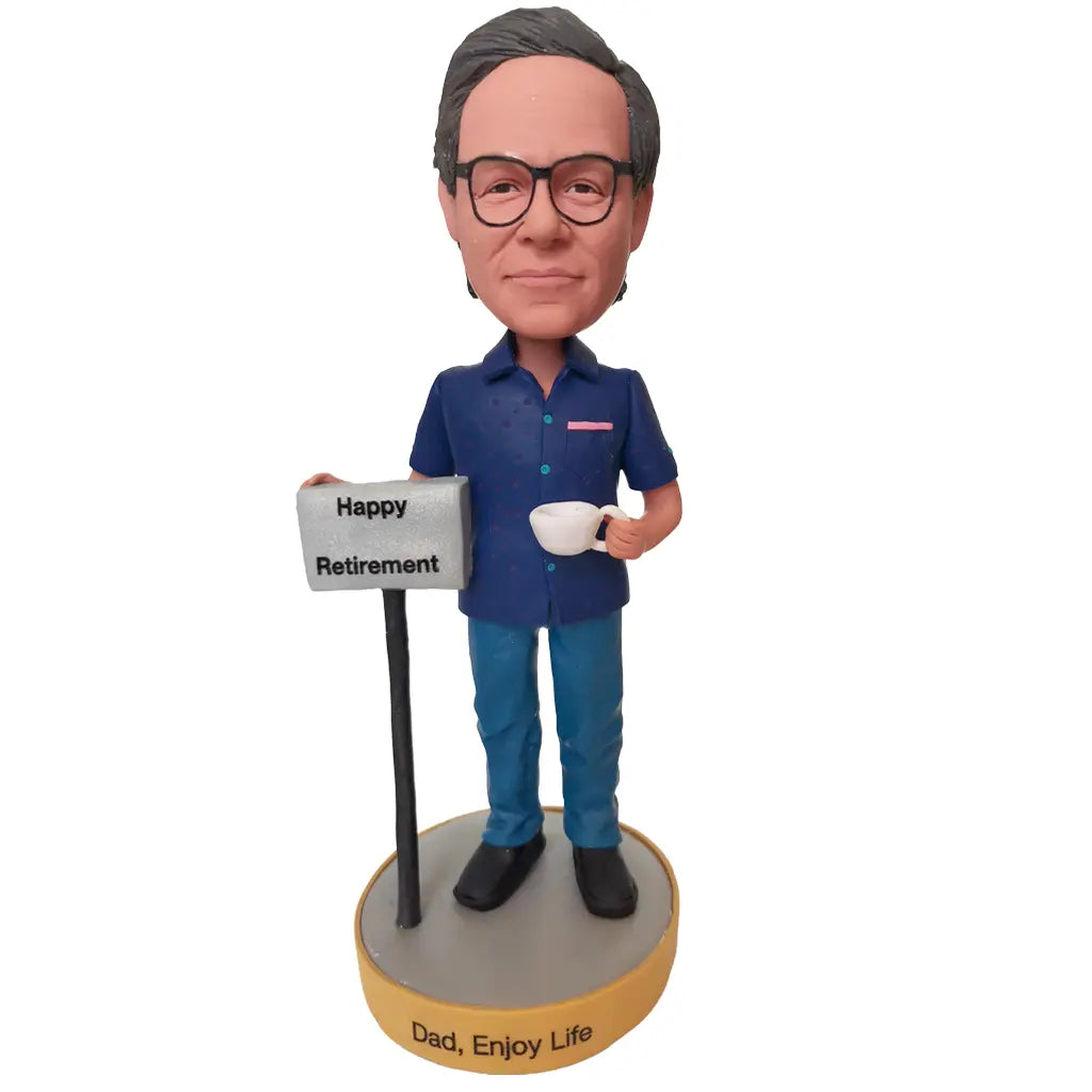 Personalized Retirement Gift for Dad Custom Bobblehead - HappyBobbles