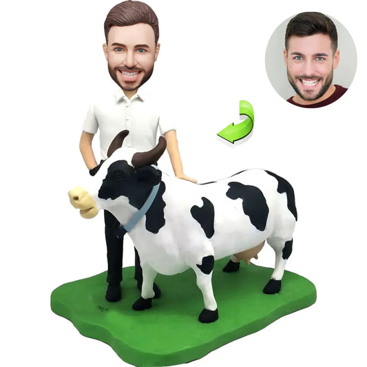 Custom Bobbleheads Cow Farmer Unique Personalized Gift