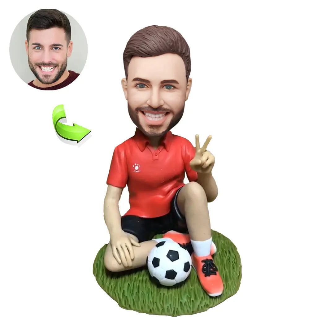 Custom Bobbleheads Soccer Player Sitting On Grass Unique Gift