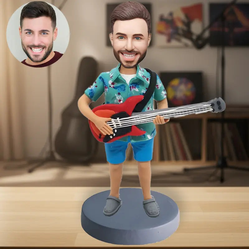 Guitarist bobblehead gift musician personalized custom guitar player rock band figurine