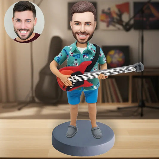 Guitarist bobblehead gift musician personalized custom guitar player rock band figurine