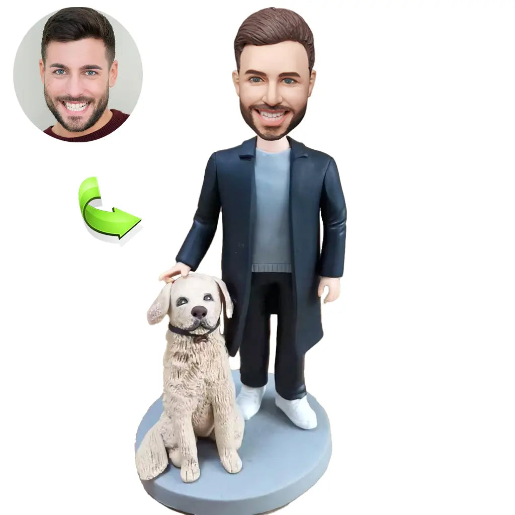 Custom Bobbleheads Businessman With Pet Dog Thoughtful Gift