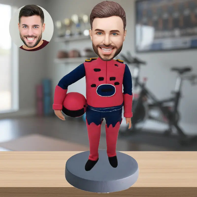 Custom motorcycle bobblehead man in biker suit personalized gift handmade figurine