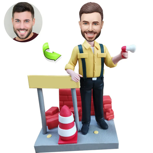 Custom Bobbleheads Road Worker Personalized Workman Figurine