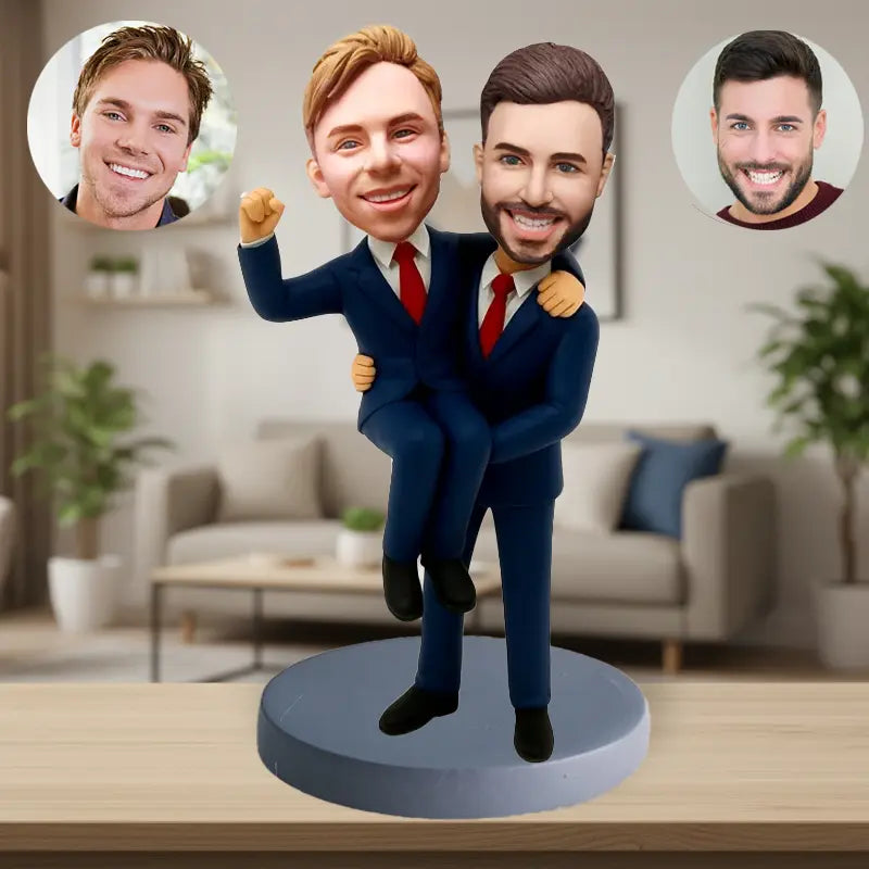 Gay wedding bobblehead gift same sex couple personalized custom marriage pride figurine
