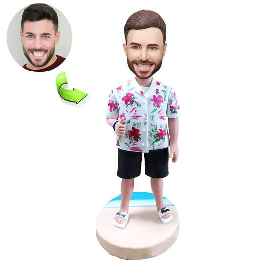 Custom Bobbleheads Casual Man In Patterned Shirt Stylish Gift